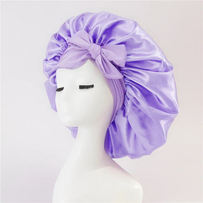 Nieuwe zijden slaapmuts voor vrouwen, satijnen muts, haarmuts, nachtmuts, sjaal, omslagdoek voor krullend haar met bindstrik voor krullend haar.