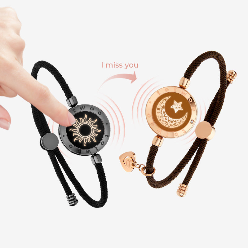 Zon & Maan Slimme Vibratie Armbanden met Milanese Ketting (Zwart + Bruin)