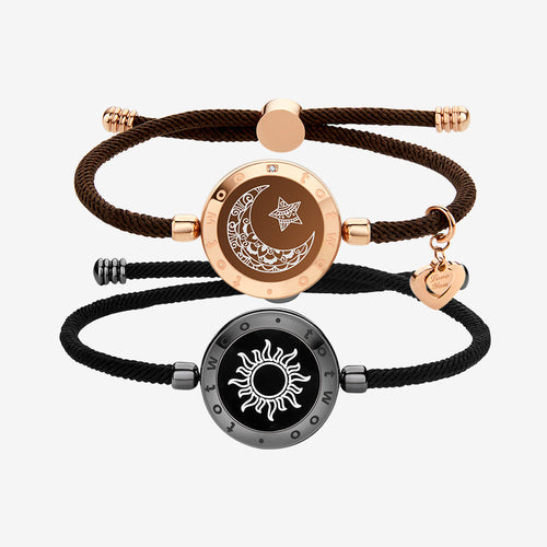 Zon & Maan Slimme Vibratie Armbanden met Milanese Ketting (Zwart + Bruin)