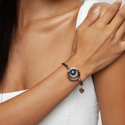 Zon & Maan Slimme Vibratie Armbanden met Milanese Ketting (Zwart + Bruin)
