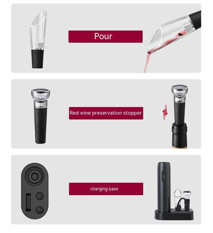 USB Oplaadbare Zakelijke Gift Jubileumviering Opbergbasis Roodwijn Elektrische Flessenopener.
