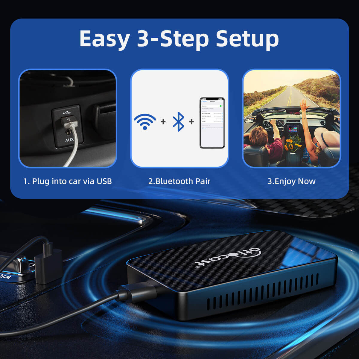 Play2Video Pro Draadloze CarPlay/Android Auto All-in-One Adapter