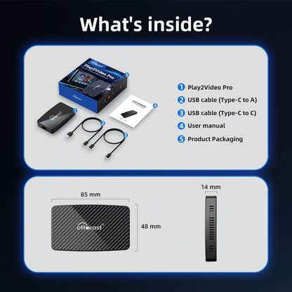 Play2Video Pro Draadloze CarPlay/Android Auto All-in-One Adapter