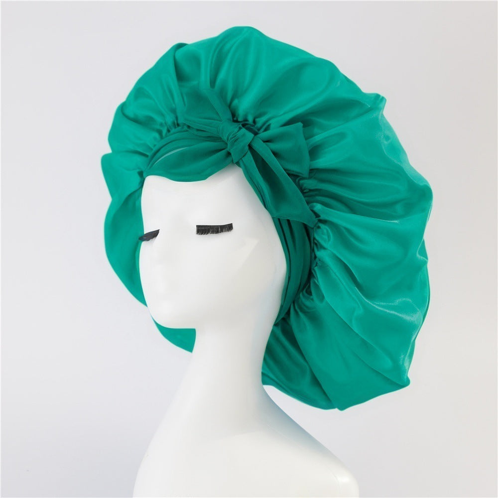 Nieuwe zijden slaapmuts voor vrouwen, satijnen muts, haarmuts, nachtmuts, sjaal, omslagdoek voor krullend haar met bindstrik voor krullend haar.