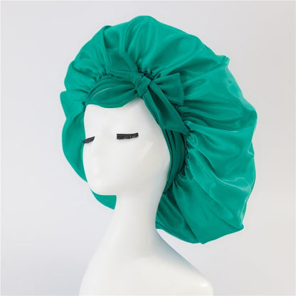 Nieuwe zijden slaapmuts voor vrouwen, satijnen muts, haarmuts, nachtmuts, sjaal, omslagdoek voor krullend haar met bindstrik voor krullend haar.