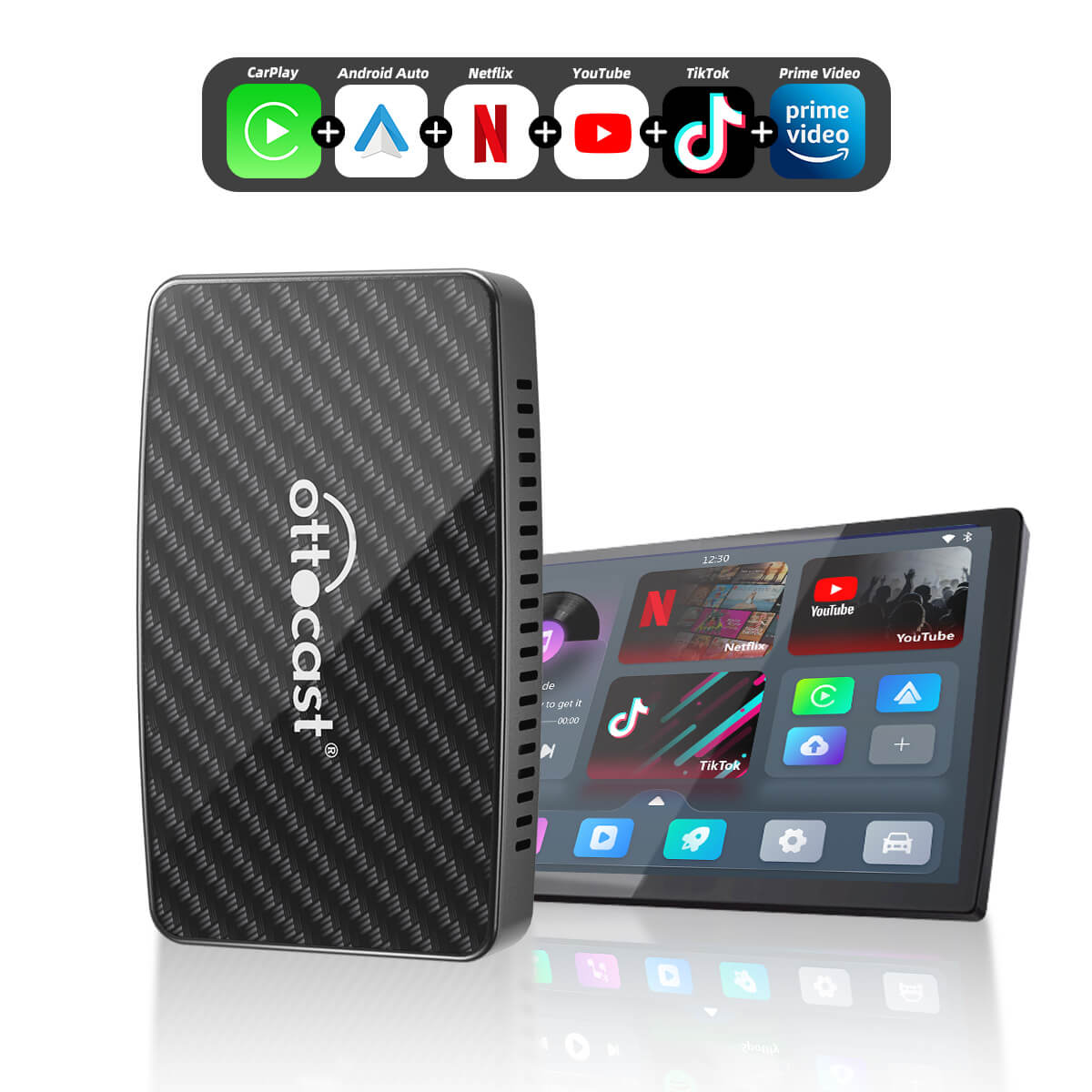 Play2Video Pro Draadloze CarPlay/Android Auto All-in-One Adapter