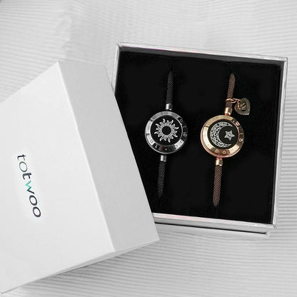 Zon & Maan Slimme Vibratie Armbanden met Milanese Ketting (Zwart + Bruin)